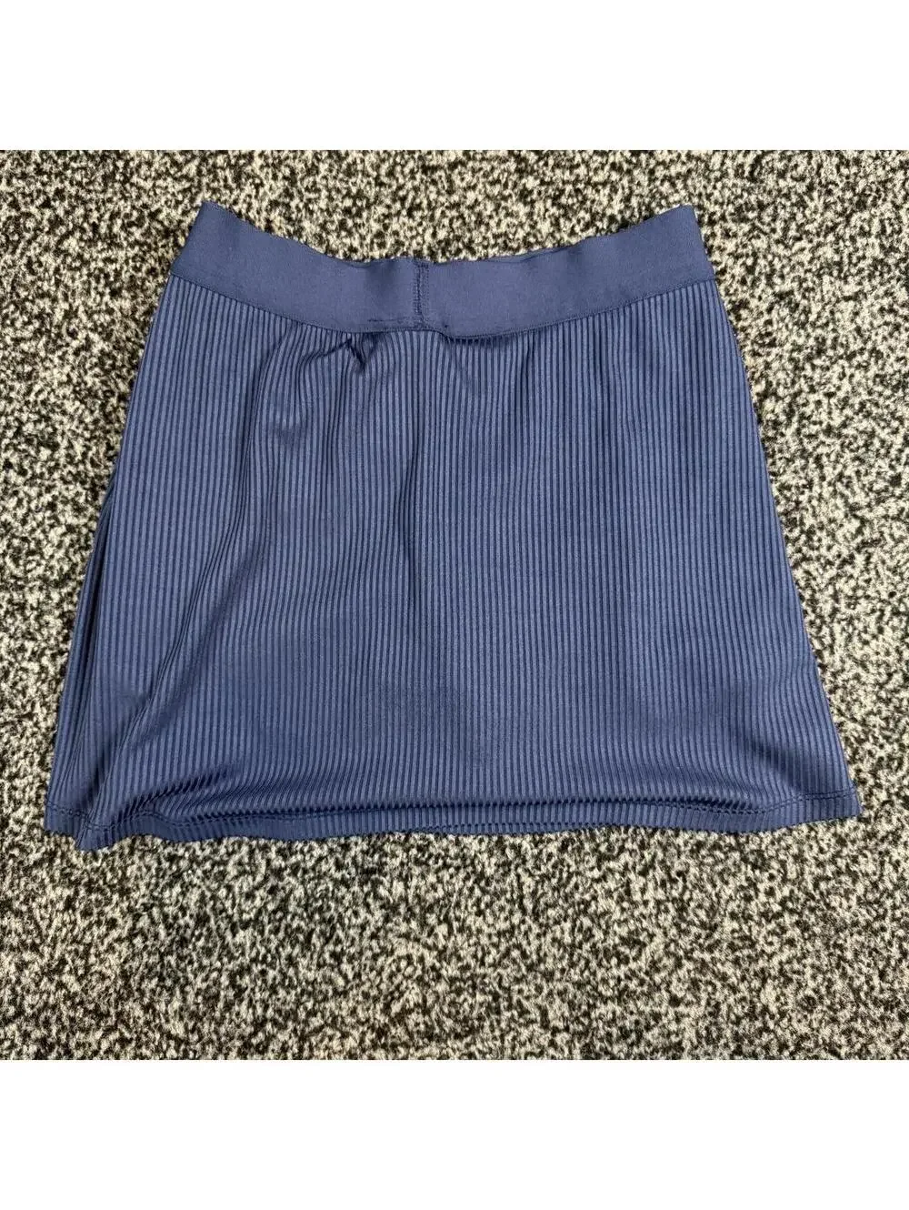 Navy blue mini skirt with thin vertical stripes